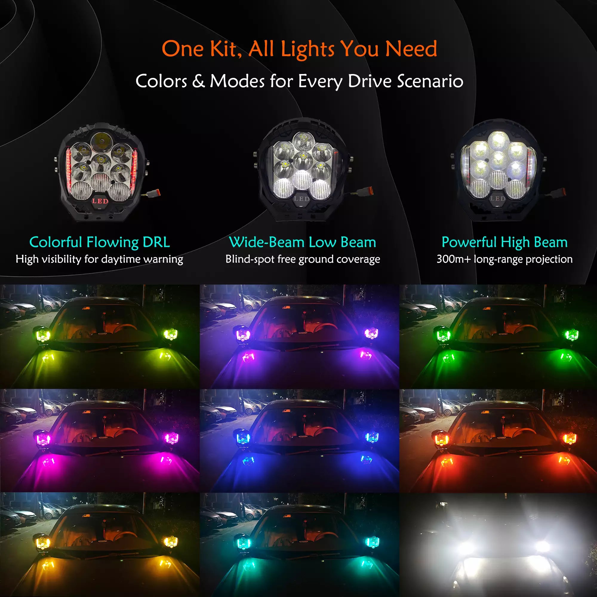 ⚡️ 7" PRO RGB Off-Road Kit: Wireless Multi-Color DRL + Spotlight | Free Global Shipping